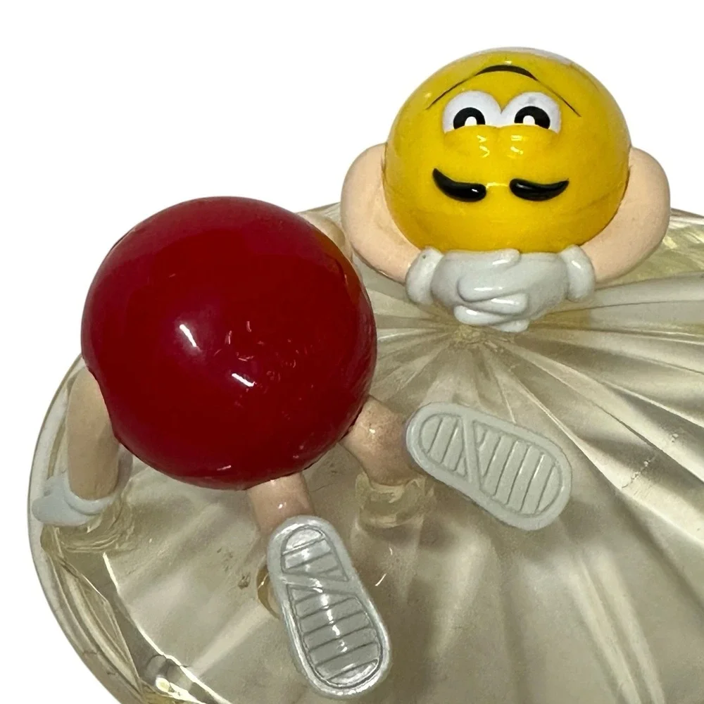 Vintage M&M‎ Candy Dish Lidded Bowl Clear Acrylic Plastic Faceted Collectible